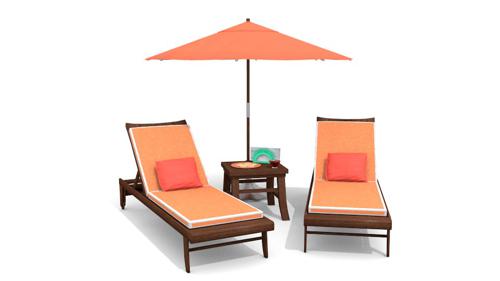 Lounge Chairs, Table, and umbrella  preview image